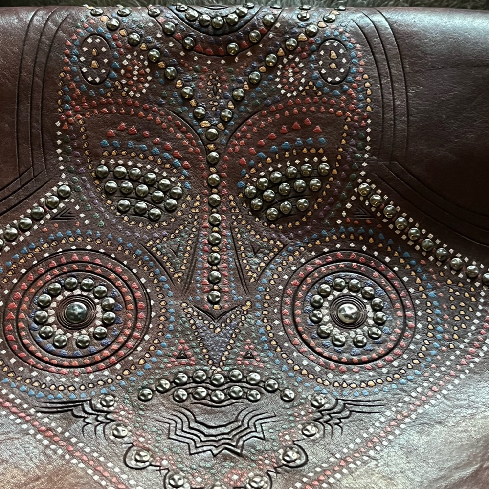 Brown Studded Leather Shoulder Bag, Campomaggi made in Italy - Picture 2 of 8